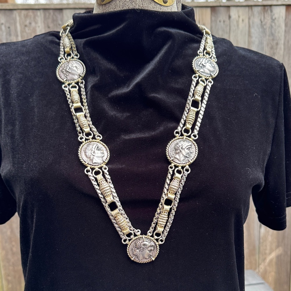 Marie Munier Elegant Silver Antique Roman Coin custom Necklace